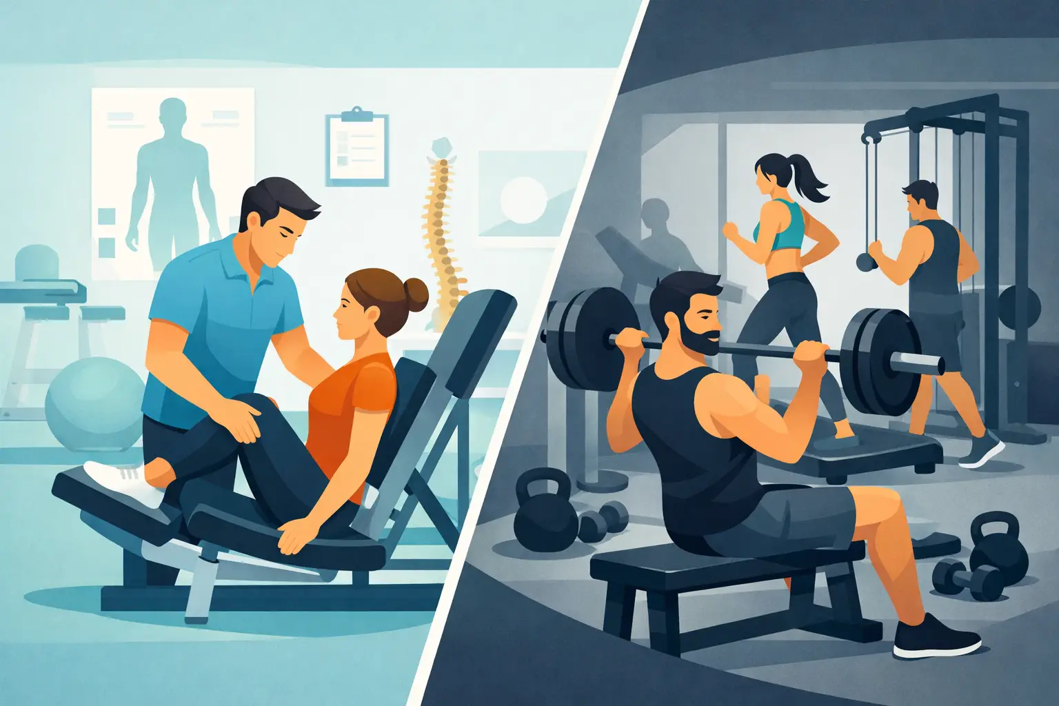 Trainingstherapie vs. normales Fitnessstudio